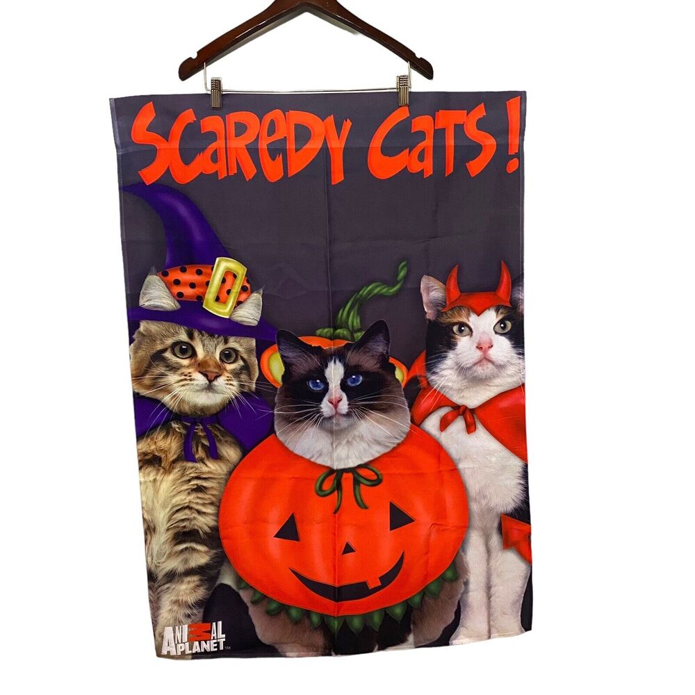 Animal Planet ”SCAREDY-CATS” Lg.Flag 28”X40” Indoor/Outdoor Halloween Decor
